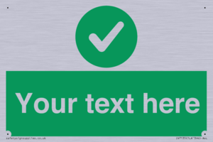 Custom green background, green circle with tick